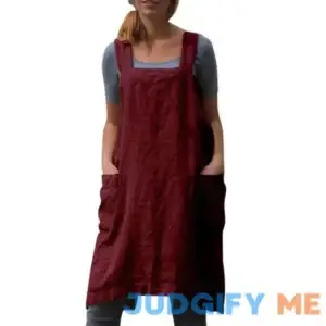 YESDOOD Cotton Linen Apron Cross Back Apron for Women with Pockets Pinafore Dress for Baking Cooking