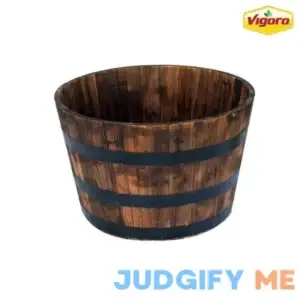26 in. Jackson Extra Large Brown Wood Barrel Planter with Drainage Hole