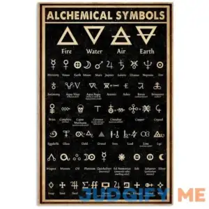 JIUFOTK Alchemy Symbols Metal Poster Wall Decoration Metal Signs Home Decor Chart Knowledge Bathroom Decor Retro Plaque Birthday Gift
