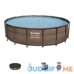 Bestway Power Steel Round Frame Above Ground Pool Set & Pump