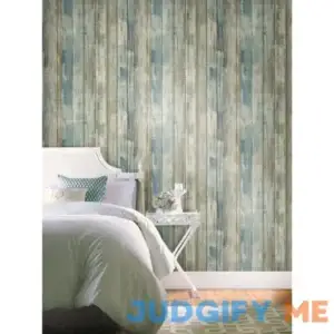RoomMates Blue Distressed Wood Peel & Stick Wallpaper