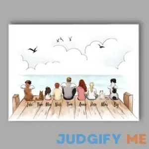 Personalized gifts with the whole family & dog & cat Metal Print 20x16in Unifury
