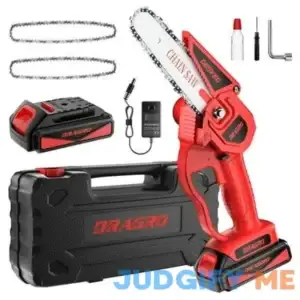 Dragro Mini Chainsaw 6 Inch Cordless Electric Handheld 21V Hand with Rechargeable Battery Powered for Cutting Wood and Branch