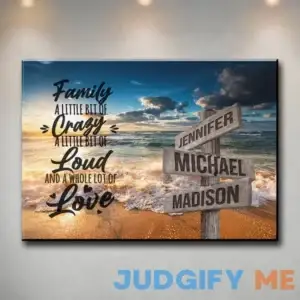 Ocean Sunset Color with Saying 2 Multi-Names Premium Canvas