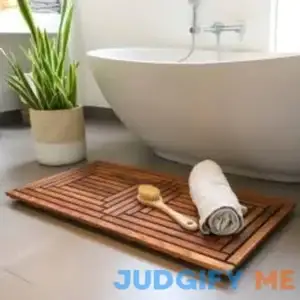 Nordic Style Teak Oiled Double Framed Shower/Bath Mat 39" x 19