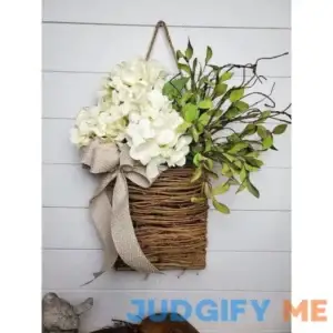 Cream Hydrangea Door Hanger Basket Wreath