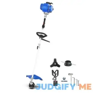 Badger 31 cc Gas 4-Cycle 2-in-1 Straight Shaft Grass Hand Held Trimmer with Brush Cutter Blade and Bonus Harness