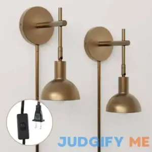 Nathan James Tamlin Brass Wall Mounted Sconce 1-Light Fixture with Plugin and On/Off Switch