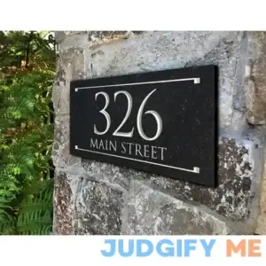 Whitehall Products Black Granite Rectangle Trajan Engraved 2-Line Address Sign Background Color/ Letter