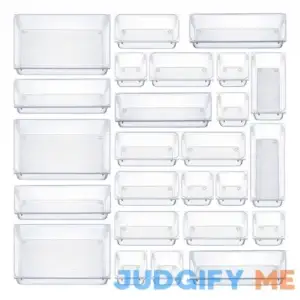Seseno 25 Pcs Drawer Organizer Set Dresser Desk Drawer Dividers 4 Size Bathroom Vanity Cosmetic Makeup Trays