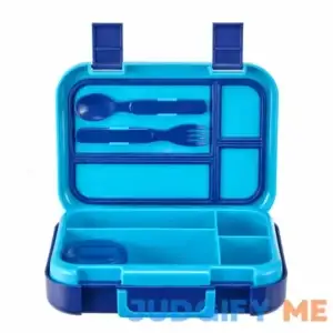 Your Zone Plastic Bento Box with 4 Compartments 1 Fork