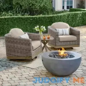 Hampton Bay Grove Park 36 in. x 18 in. Round Concrete Propane Gas Fire Pit