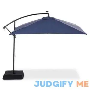 Real Living - 8' x 11' Navy Rectangular Market Solar Offset Patio Umbrella with Base