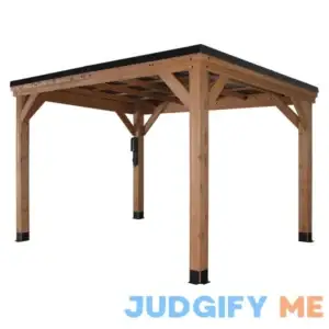 Backyard Discovery 12.2-ft x 9.5-ft Arcadia Brown Wood Rectangle Gazebo with Steel Roof | 2306073COM