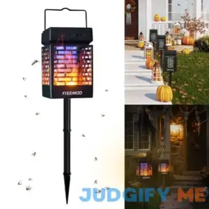 Solar Bug Zapper Outdoor Garden Flame Mosquito Zapper 3 in 1 Waterproof Flying Insect Killer lamp Hang or Stake in The Ground & Auto On/Off Pathway