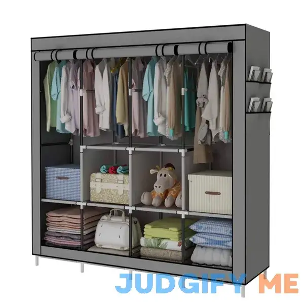 ACCSTORE Portable Wardrobe Clothing Wardrobe Shelves Clothes Storage Organiser with 4 Hanging Rail ACCSTORE Portable Wardrobe Clothing Wardrobe Shelves Clothes Storage Organiser with 4 Hanging Rail