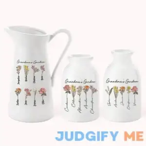 Personalized Birth Flower Ceramic Vase Mother's Day Gift