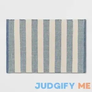 Threshold Rectangular Hand Made Woven Outdoor Rug Striped Ivory/Blue