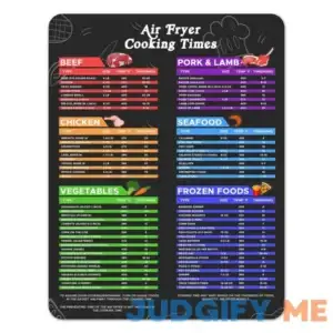 Mega Format air fryer sheets air fryer cheat sheet 8.5" x 11" air fryer cooking times chart
