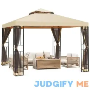 10x10 Ft Patio Gazebo with Mesh Netting Outdoor Canopy for Backyard