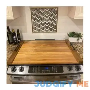 Noodle Board Stove Cover with Handles Acacia Wood Stove Top Covers for Gas Burners or Electric Stove