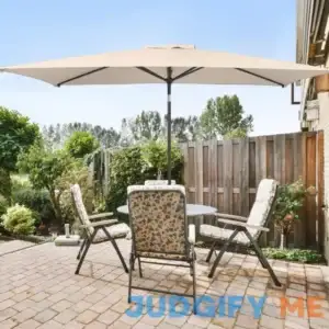 10 ft. x 6.5 ft. Rectangle Outdoor Patio Market Table Umbrella with Push Button Tilt and Crank in Beige