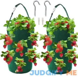 Betereap Hanging Strawberry Grow Bag with 12 Holes 2-Pack Widen Planting Holes 400G Heavy Duty Easy Installation Durable Vertical Strawberry