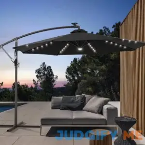 10 ft. Backyard Outdoor Patio Cantilever Umbrella with LED Lights