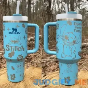 Stitch Cartoon Custom Stanley Quencher 40oz Stainless Steel Tumbler With Handle