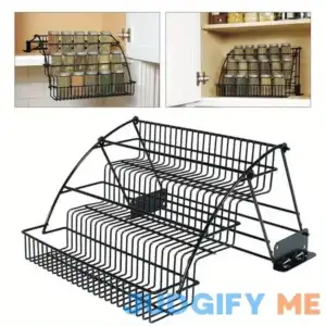 3 Tiers Pull Down Spice Rack Cabinet Pantry Spices Jars Organizer Retractable Pantry Organizer Storage Rack Metal Spice Jars Rack Shelf