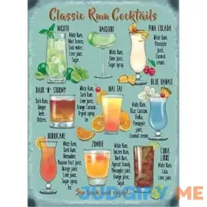 Bobdsa Mrute Rum Cocktail Recipe Vintage Tin Sign 8X12 Wall Decor Vintage Signs