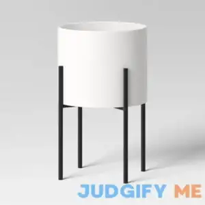 Threshold 2pc Iron Indoor Outdoor 1 Planter Pot with Stand White/Black