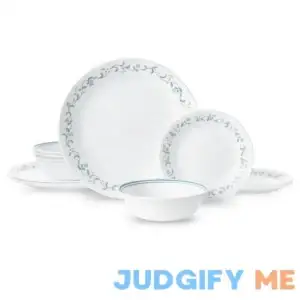 Corelle Country Cottage White and Green Round 12-Piece Dinnerware Set
