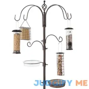 Best Choice Products 89in 6-Hook Bird Feeding Station Steel Multi-Feeder Stand w/ 4 Feeders