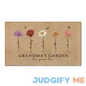 Gifts For Mom From Daughter GrandmaвЂs Garden Love Grows Here Vintage Birth Flowers Swirl Name Personalized Doormat