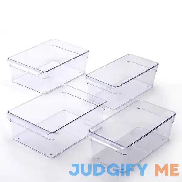 Mainstays Clear Plastic Fridge Organization Bin 4-Pack Set Mainstays Clear Plastic Fridge Organization Bin 4-Pack Set
