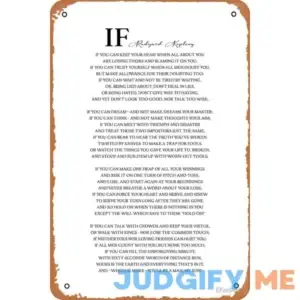 If Poem by Rudyard Kipling Poster Vintage Metal Sign Tin Sign 12 x 8 Inches