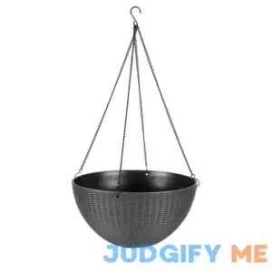 Style Selections 14-in W x 7.05-in H Dark Charcoal Plastic Traditional Indoor/Outdoor Hanging Planter in Black HDR-042693
