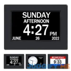 AINFTIME Clock with Day and Date for Elderly-3 Colors Display Digital Calendar Alarm Clock Dementia Alzheimers Clock with Extra Large Display