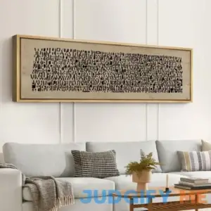 Abstract Textures Contemporary Black And White Framed On Canvas Print IDEA4WALL Overall Size: 20" H x 60" W