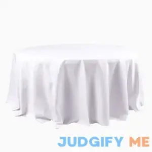 120" White Seamless Polyester Round Tablecloth | By Tableclothsfactory