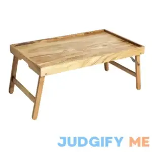 Better Homes & Gardens Acacia Wood Rectangular Bed Tray with Stand in Natural Finish Brown