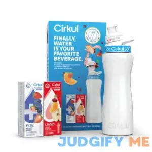 Cirkul 22oz White Stainless Steel Water Bottle Starter Kit with Blue Lid and 2 Flavor Cartridges