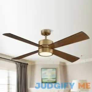 Parrot Uncle 52" Wooden 4-Blade Brushed Brass LED Ceiling Fan with Remote