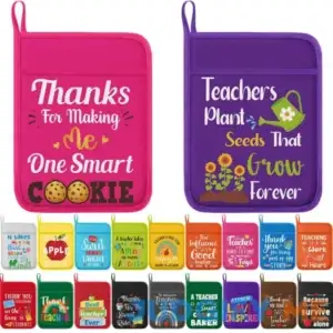Irenare 20 Pcs Teacher Appreciation Gifts Thank You Pot Holders with Pockets Hanging Loop Thank You Gifts for Teachers Valentine Pot Holders Women