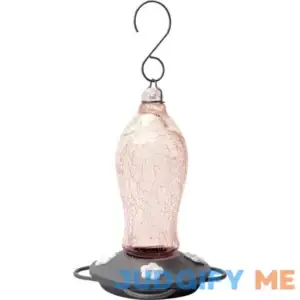 Nature's Way Blush Crackle Glass Artisan Gravity Hummingbird Feeder
