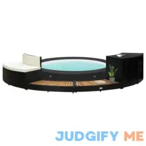 Doulton Spa Surround Black Poly Rattan and Acacia Wood Hokku Designs