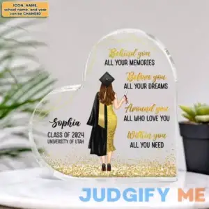 Personalized Class Of 2023 Graduation Girl Heart Shaped Acrylic Plaque