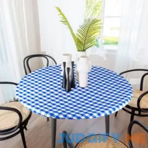 Sorfey Tablecloth -Fitted with Elastic Vinyl with Flannel Back Fits for Table Round