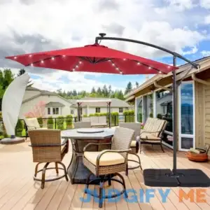 Doraine 120'' Lighted Cantilever Umbrella Arlmont & Co. Fabric